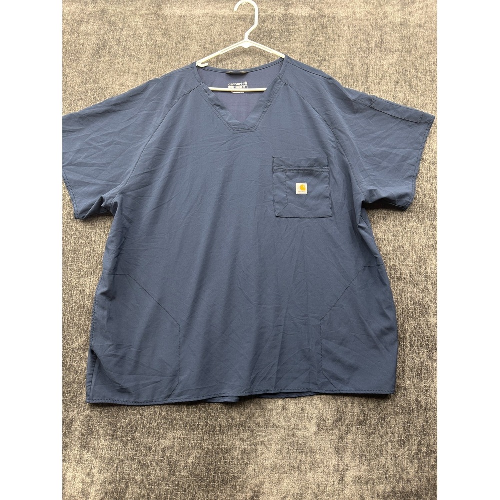 Carhartt Force Cross-Flex Scrub Top Mens 3XL Blue Workwear Medical Modern‎ Fit